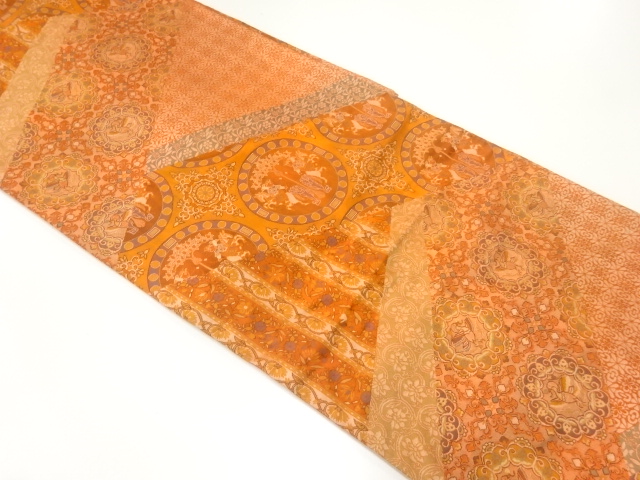 狩人更紗模様織出し袋帯